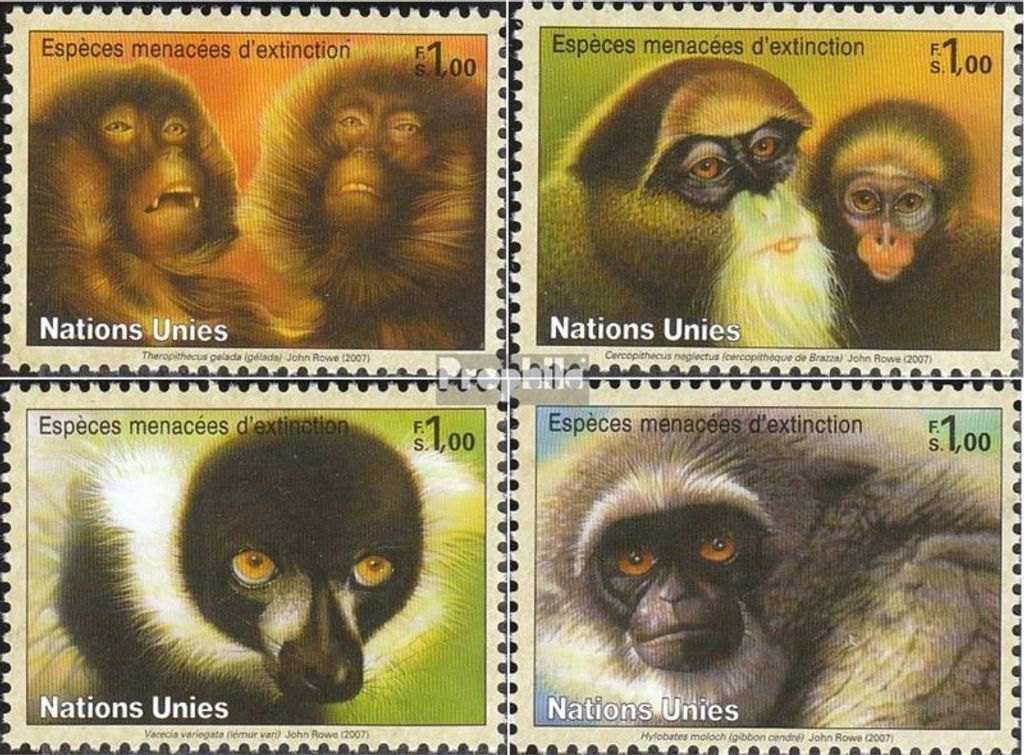 Briefmarken UNO - Genf 2007 Mi 561-564 (kompl.Ausg.) postfrisch Primaten