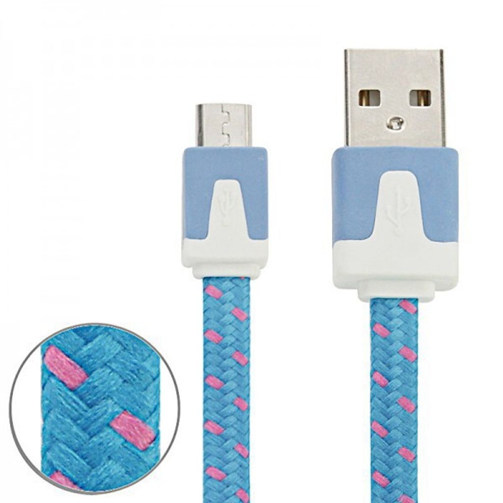 2m USB Daten und Ladekabel Blau für alle Smartphone und Tablet Micro USB
