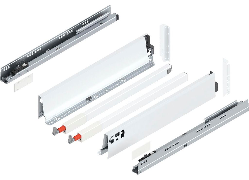 Blum Tandembox antaro D-Reling Schubladenschienen-Set | 1 Paar, 30kg 450mm | Vollauszug Blumotion, seidenweiß