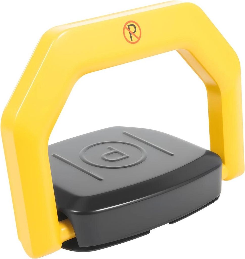 Parkplatzsperre - Automatischer klappbarer Parkbügel - Fernbedienung & Schlüssel - Drehbar 180° - Reflektierender Streifen - Rechteckig - Schwarz