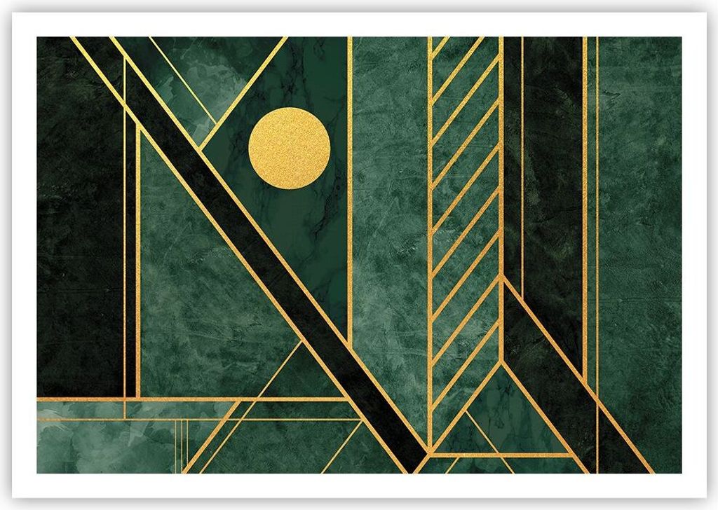 Poster - Poster ohne Rahmen - Grün Stück geometrisch - 100x70 cm - Wand Bild - Wanddeko - Wandbilder - Kunstposter - Wandposter - Bilder - Kunstd...