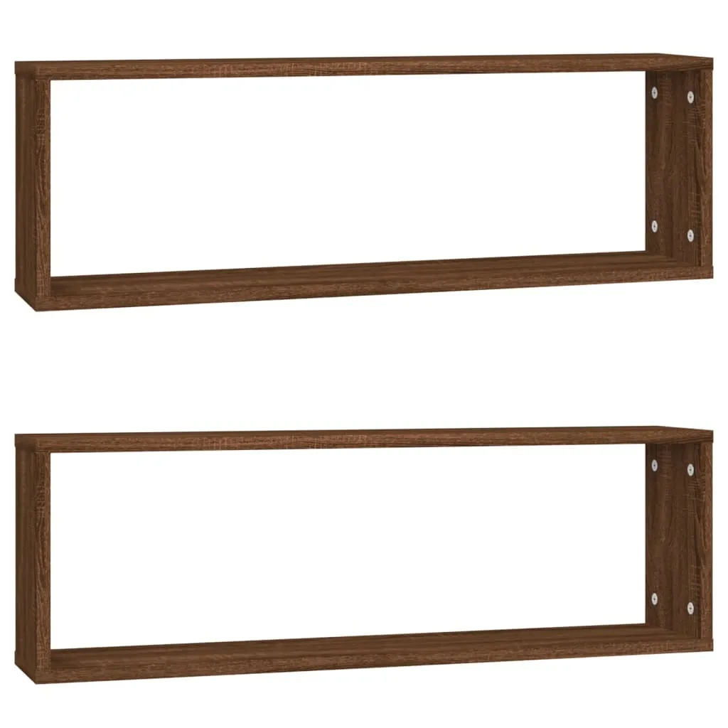 SYFAX Mensole Muro Cubo 2 Rovere Marrone 80x15x26,5 in Legno Multistrato