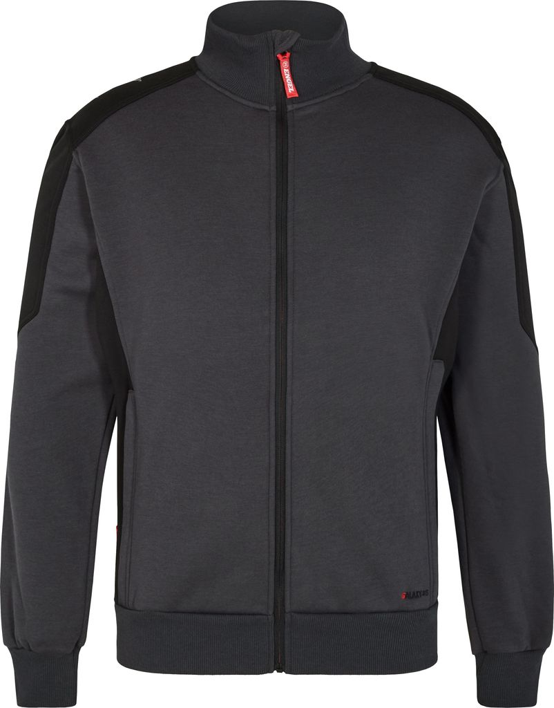 F. Engel Galaxy Sweatcardigan mit Kragen, Anthrazitgrau/Schwarz, Gr. XL