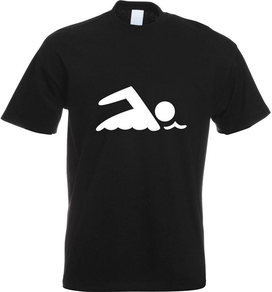 Kiwistar - T-Shirt - schwarz - Schwimmer Motiv Bedruckt Funshirt Design Print - mit Motiv Bedruckt - Funshirt Design - Sport - Freizeit - Herren - S