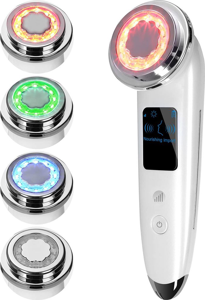 4-in-1 Elektrischer Gesichtsmassagegerät für straffere Haut, Anti-Aging Hautpflege Werkzeug, Weiss