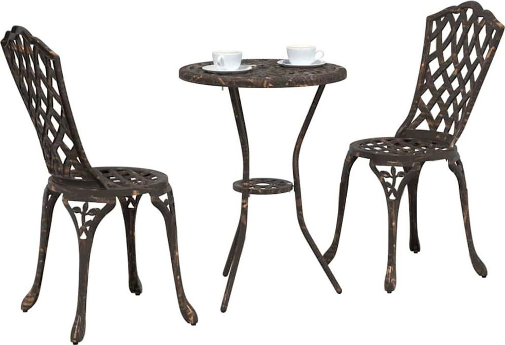 Garten Bistro Set 3 pcs Bronze Aluminium