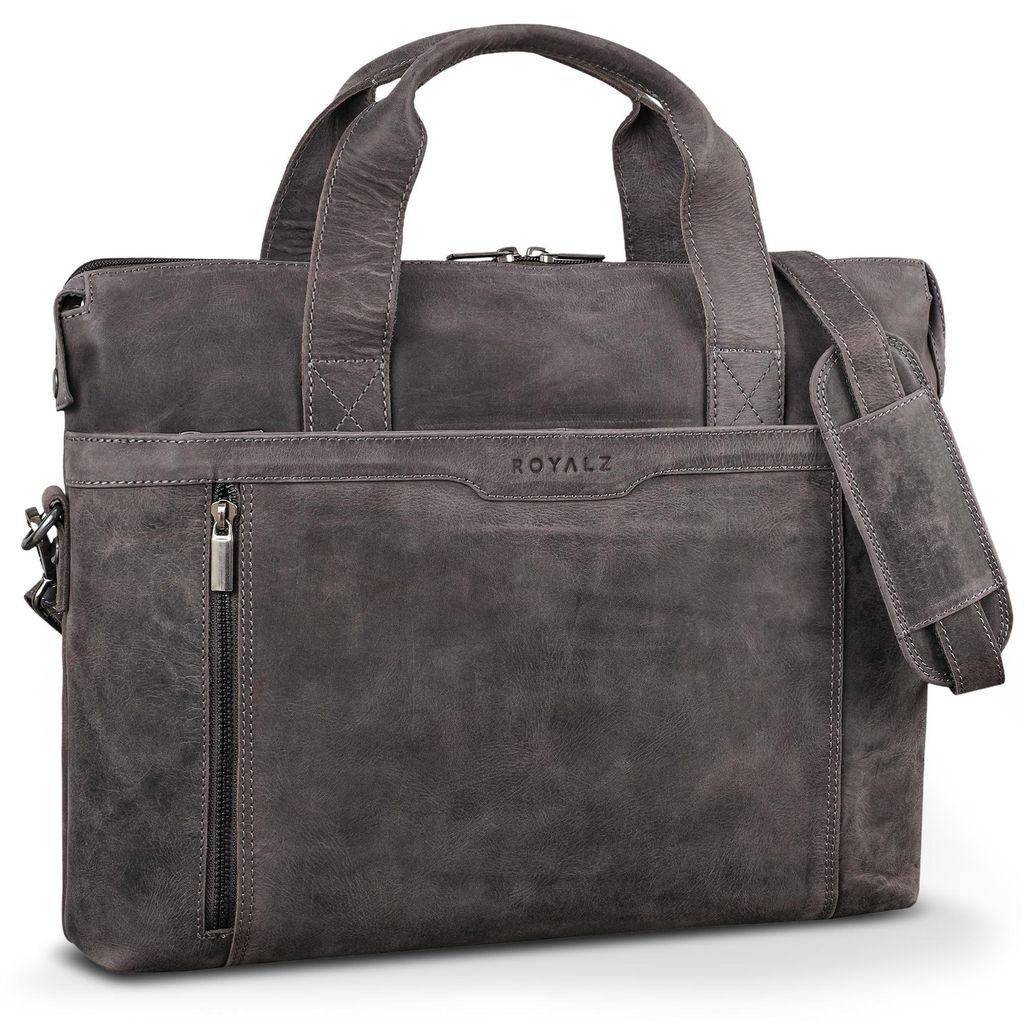ROYALZ 'Seattle' Moderne Ledertasche Herren aus Echtleder groß - ideal als Business Aktentasche flache Laptoptasche 14 - 15.6 Zoll zum Reisen mit ...