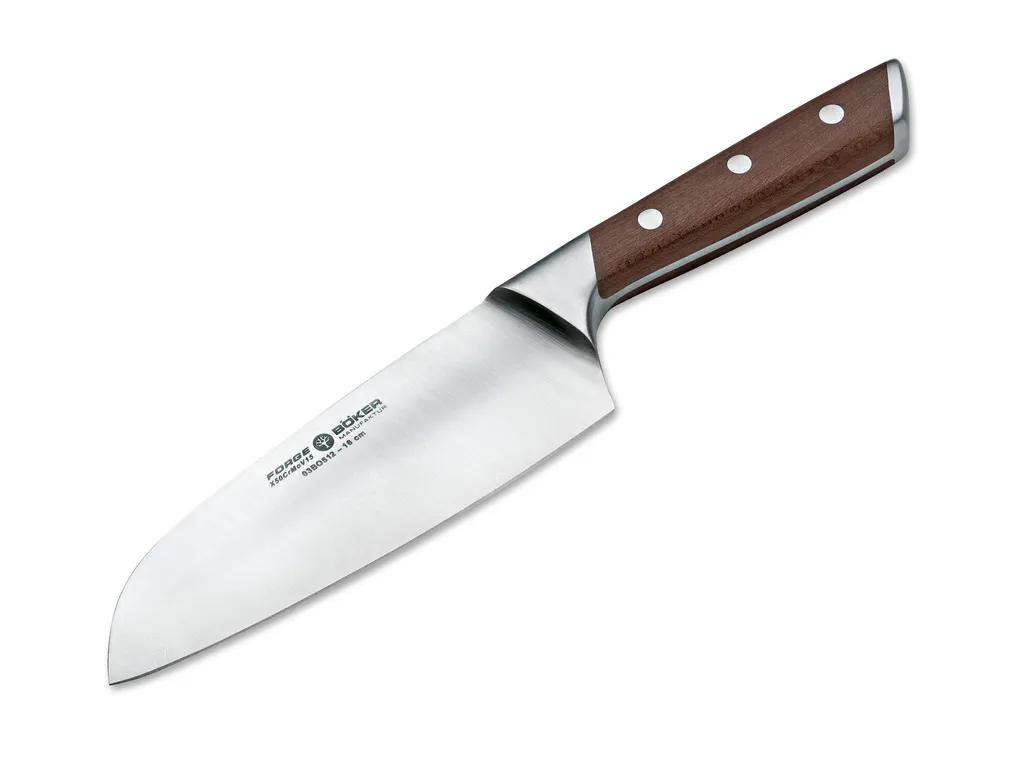 Couteau Santoku Böker Forge en Bois - Alvéolé pour Découpe de Précision