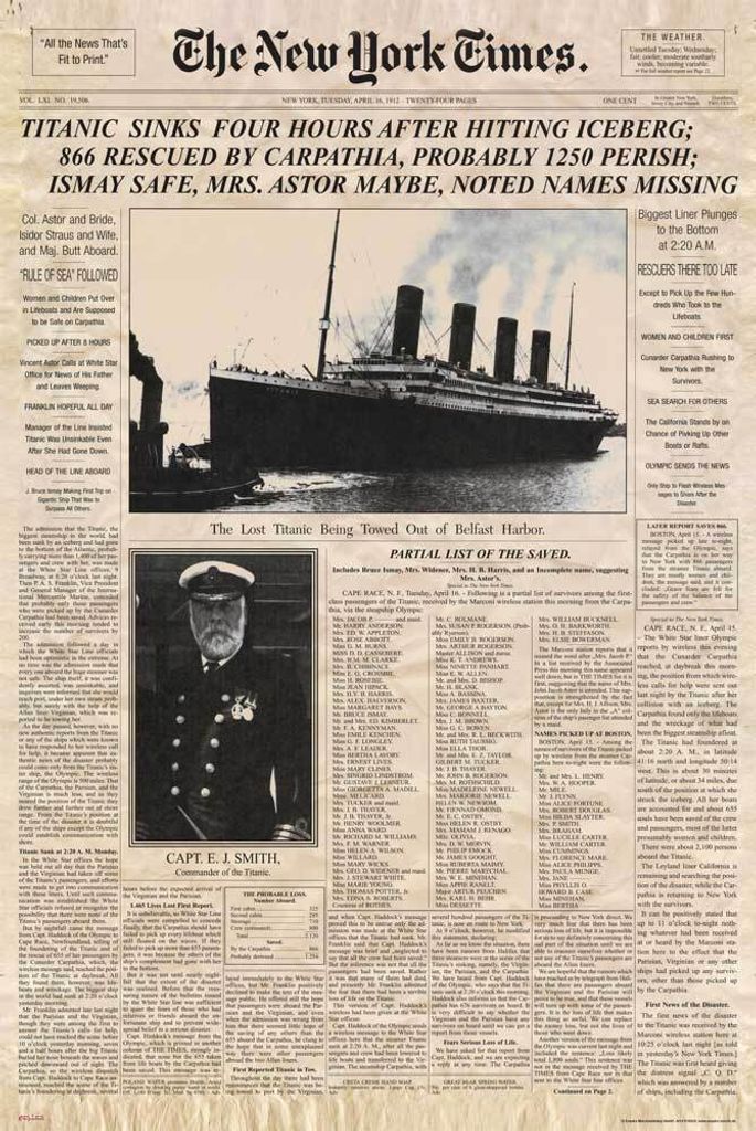 Titanic - Poster - Newspaper + 1 Packung tesa Powerstrips - Inhalt 20 Stück