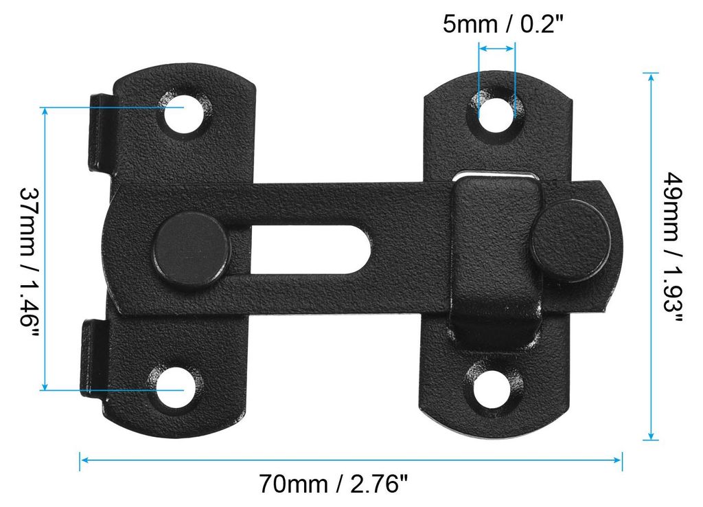2.8" x 1.9" Tš¹rverschluss 4Stk Klappschloss Edelstahl fš¹r Tš¹r und Fenster Schwarz