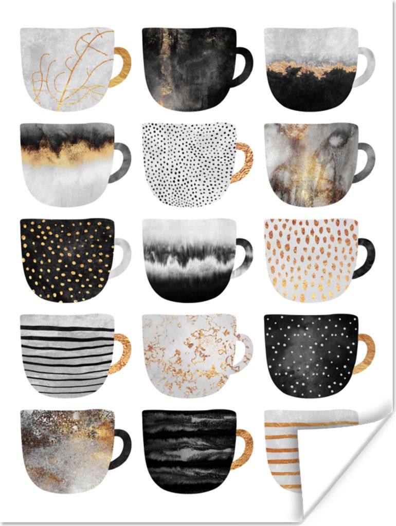 MuchoWow Poster Kaffeetassen - Abstrakt - Muster 90x120 cm - Wohnzimmer