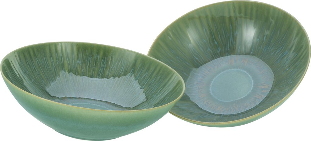CreaTable, 33085, Sea Breeze Grün, Salatschüssel 2tlg, Steinzeug