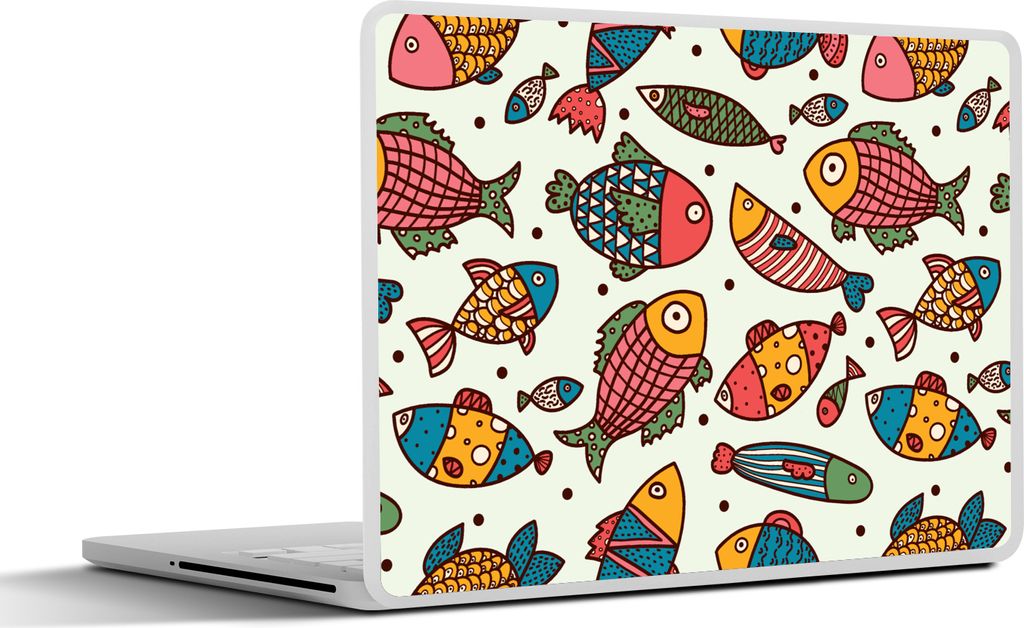 MuchoWow Laptop Aufkleber Sticker Cover Muster - Meer - Fische - Meerestiere 40x30 cm - Laptop Dekoration - Selbstklebend