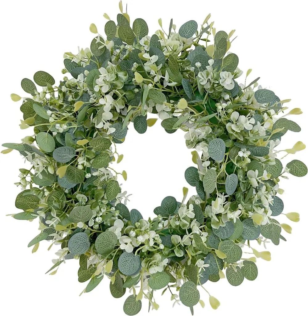 Couronne d'eucalyptus artificielle 25cm - Lot de 5 pièces vert forêt