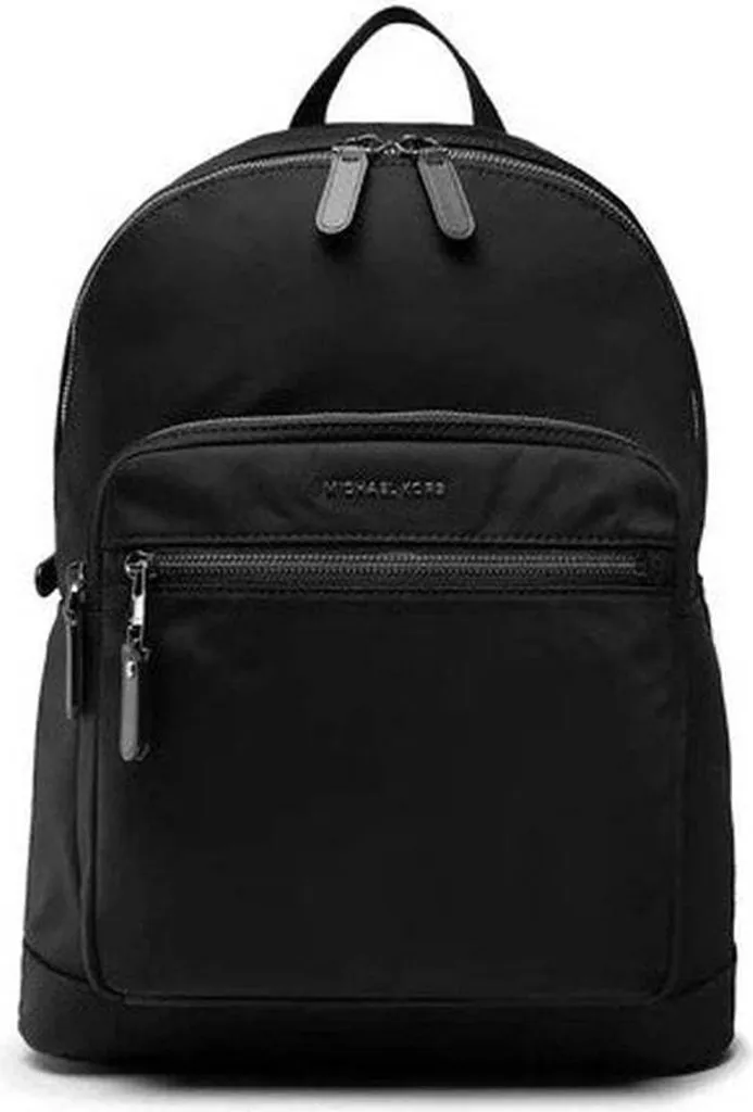 Michael Kors Hudson Sac à dos en cuir grainé noir avec logo discret