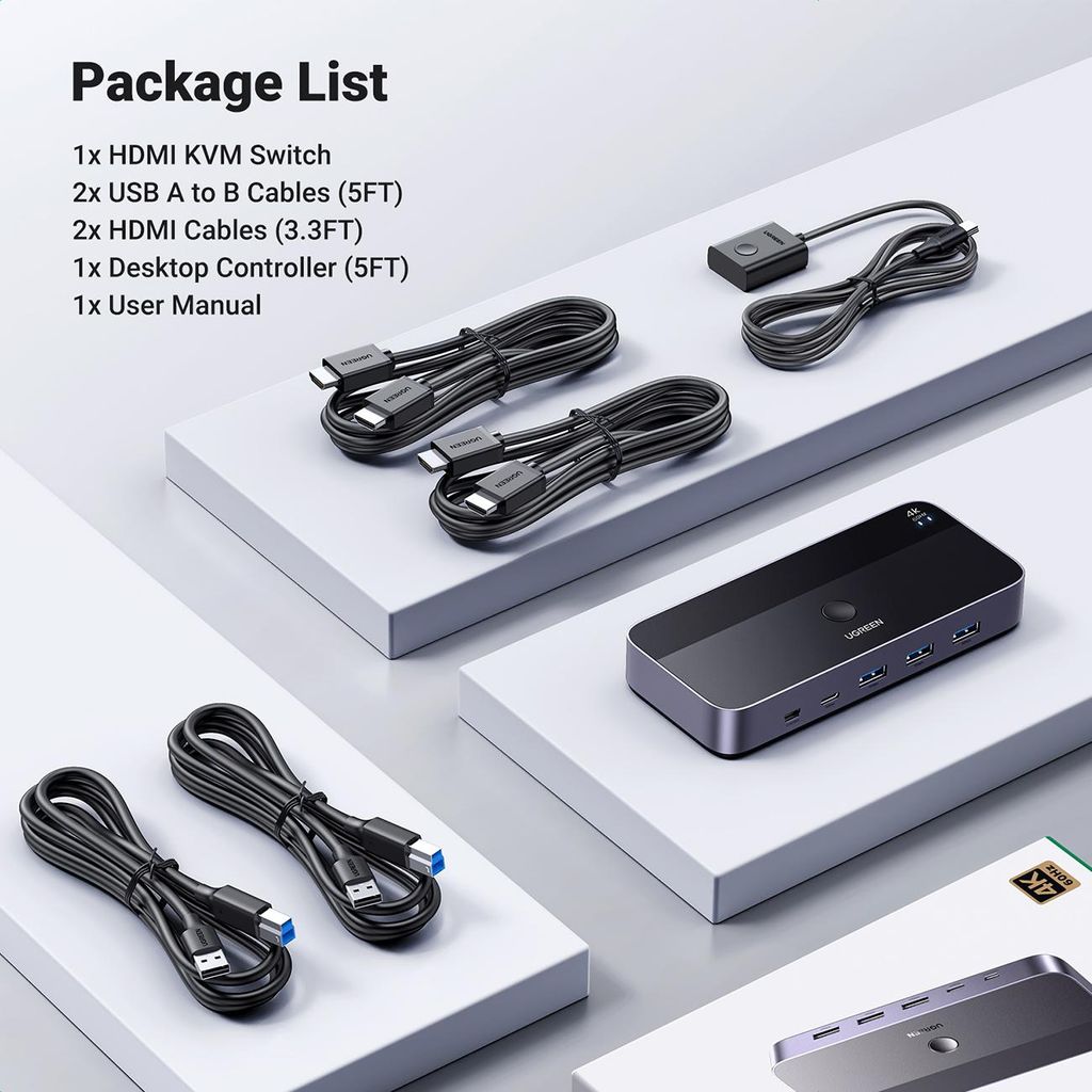 Przełącznik KVM Ugreen CM664 HDMI switch 2w1 - czarny Zdjęcie produktu 