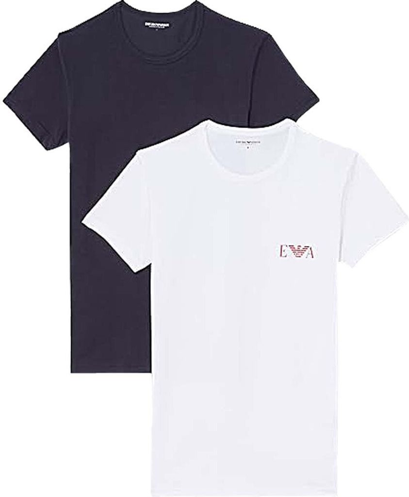 Emporio Armani Herren Bold Monogram Crew Neck 2-Pack T-Shirt, Weiß/Marine XL