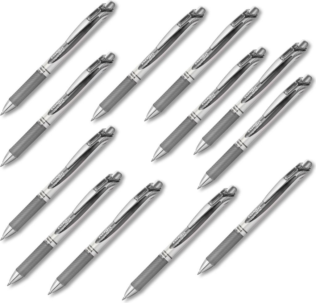 12x PENTEL EnerGel Gelschreiber BL77 medium Schreibfarbe GRAU
