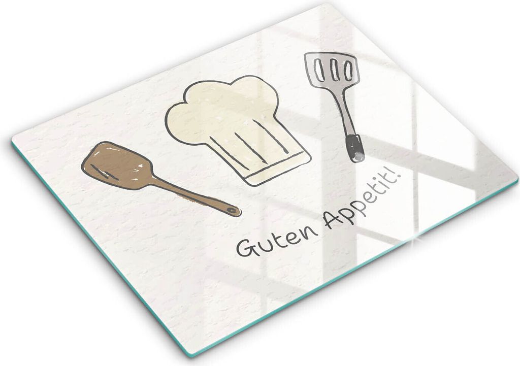 Glasschneideplatte - Herdabdeckplatte - 40x52 cm - Schneidebrett - Spritzschutz - GUTEN APPETIT!