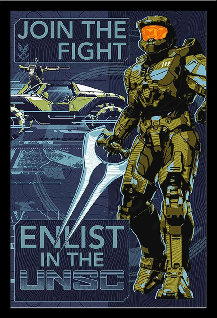 Affiche Halo Infinite Encadrée 61x91cm Cadre Amovible Shinsuke® Noir