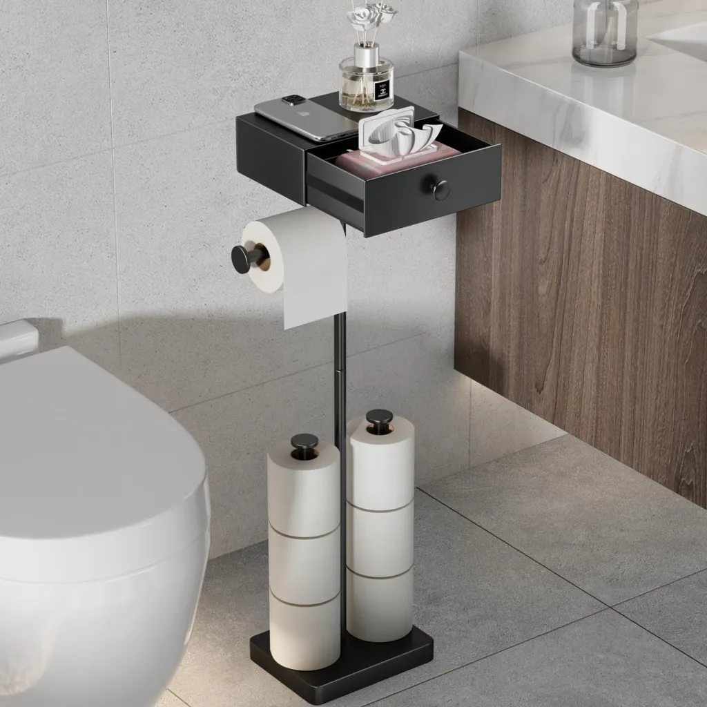 Porte-rouleau WC noir sans perçage : évitez les trous et gagnez du rangement