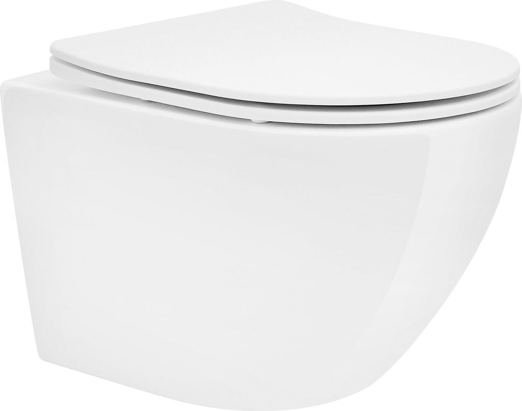 LuxeBath závesné WC bez ráfika krátke 49 cm biele lesklé s Obrázok produktu 