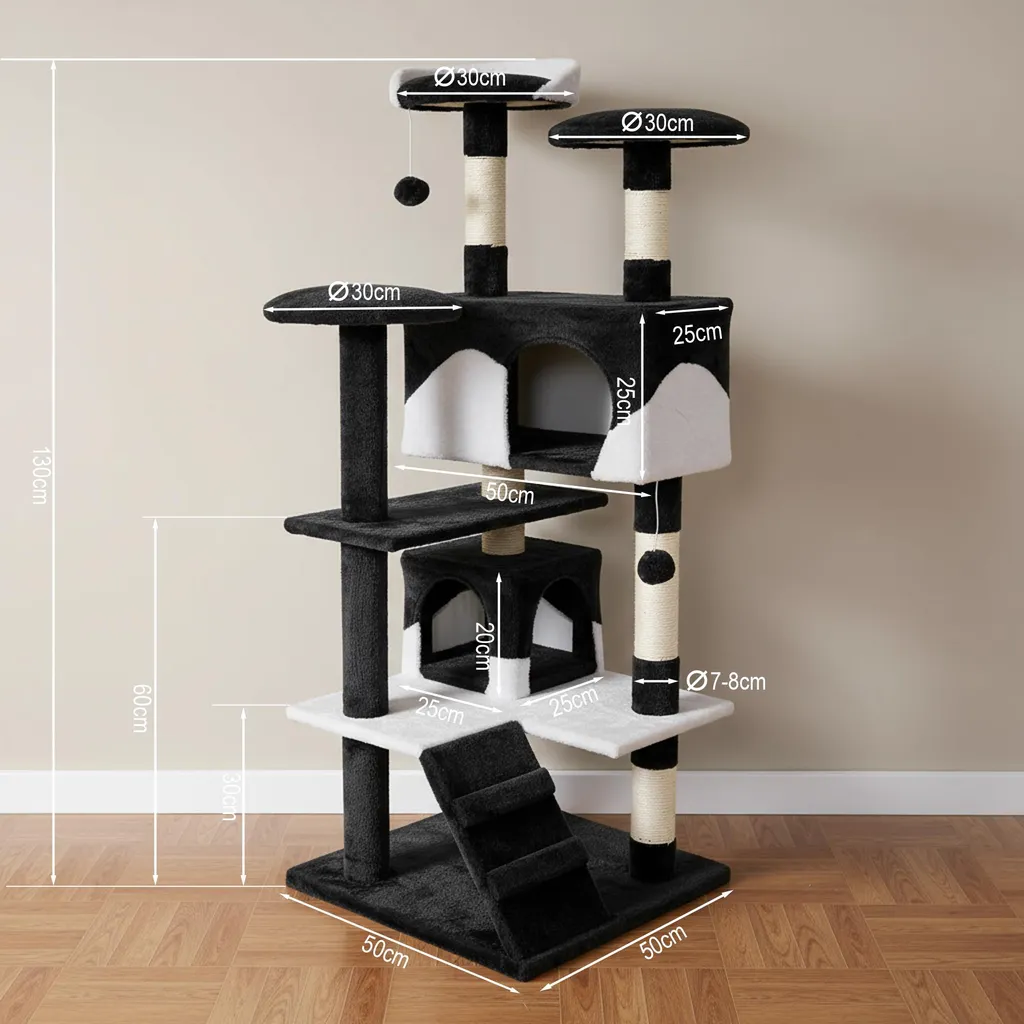 Arbre à Chat Design de 130 cm avec Cachettes et Plateformes de Jeu - 5
