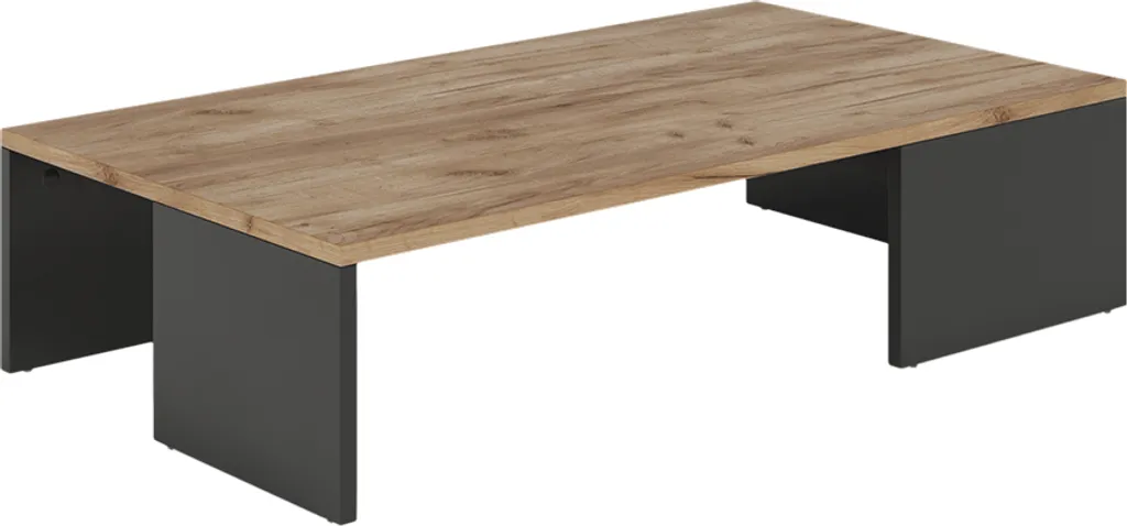 Table basse Vicco Hardi 90x21,4 cm finition Chêne doré et Anthracite mat