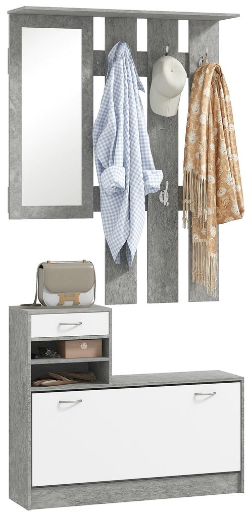 Garderobenm?bel-Set mit 6-Haken-Garderobe, Schuhregal mit Produktbild 