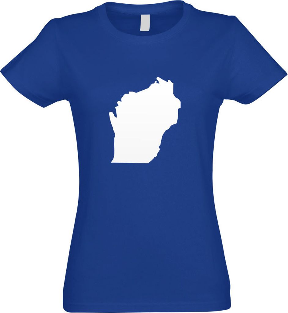 Kiwistar - T-Shirt tailliert - Damen - royal - USA - Bundesstaat - Wisconsin - mit Motiv Bedruckt - Funshirt Design - Sport - Freizeit - Damen - XXL