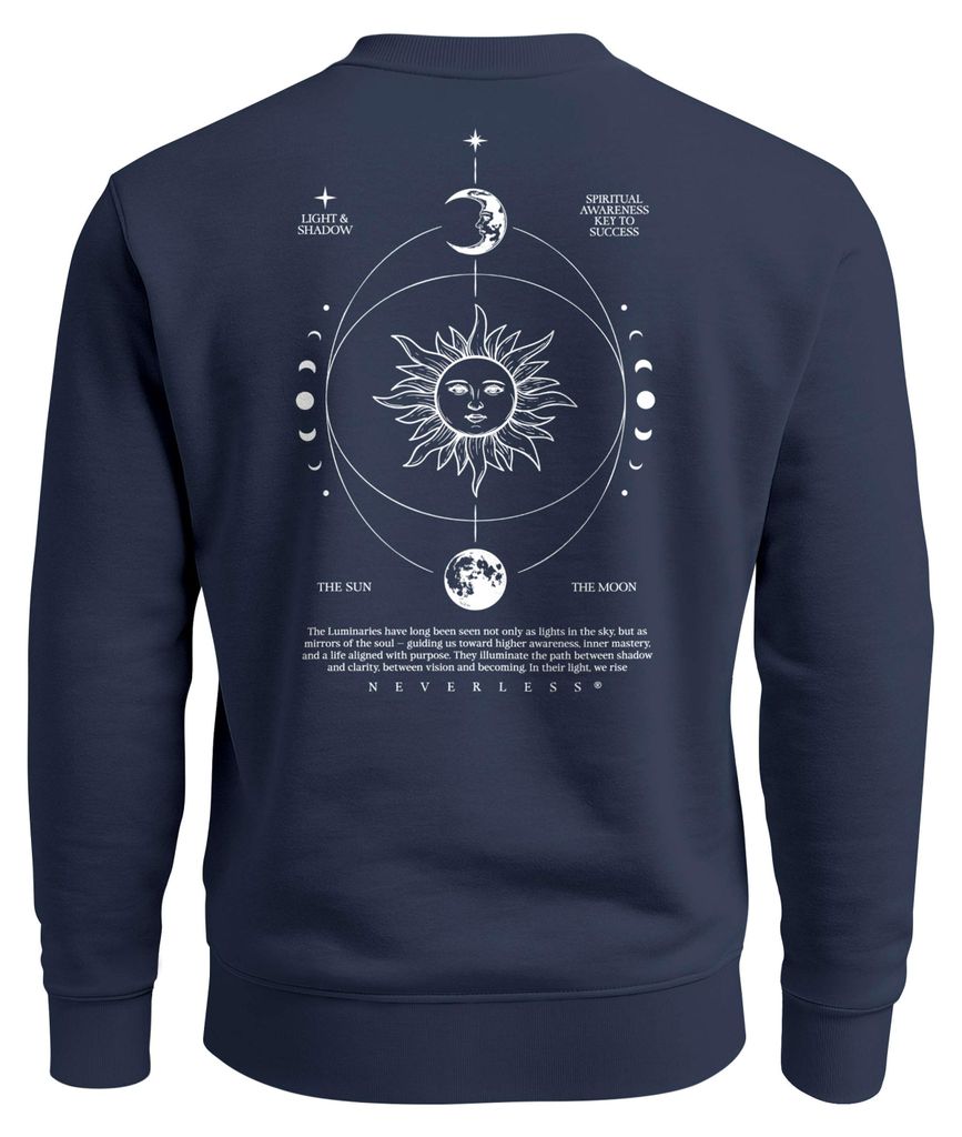 Sweatshirt Herren Pullover mit Backprint Astronomie Sonne-Mond Design Fashion Spiritual Streetwear Neverless