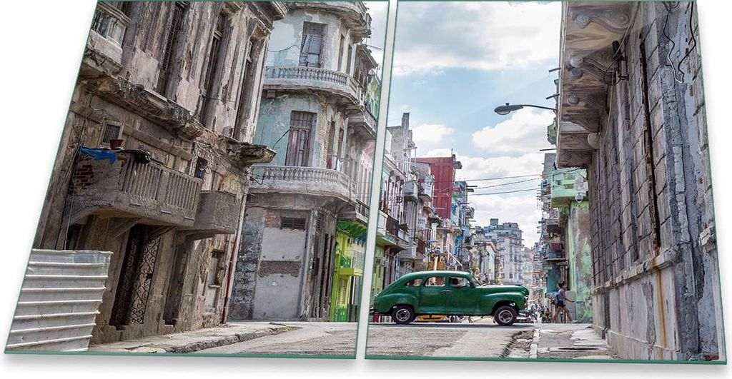 Herdabdeckplatte Glaskeramik 2-Teilig 2x40x52 Architektur Grau Abdeckung Spritzschutz