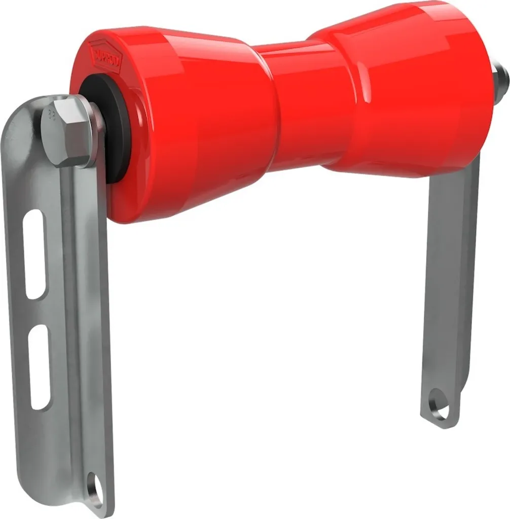 Rullo Chiglia SUPROD 180mm Poliuretano Rosso con Supporto C per Rimorchio