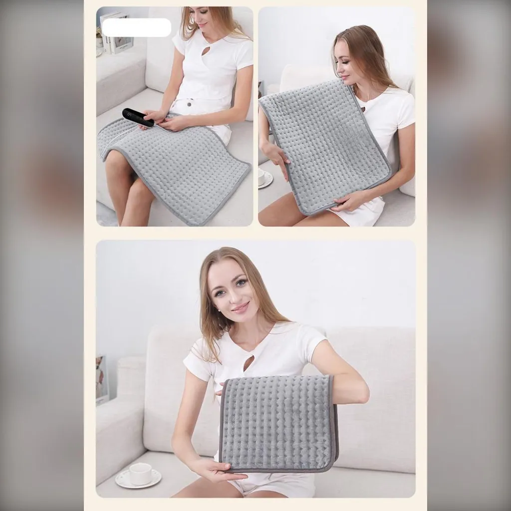 Coussin Chauffant Grand Format 43x84cm avec Chaleur Douce Réglable