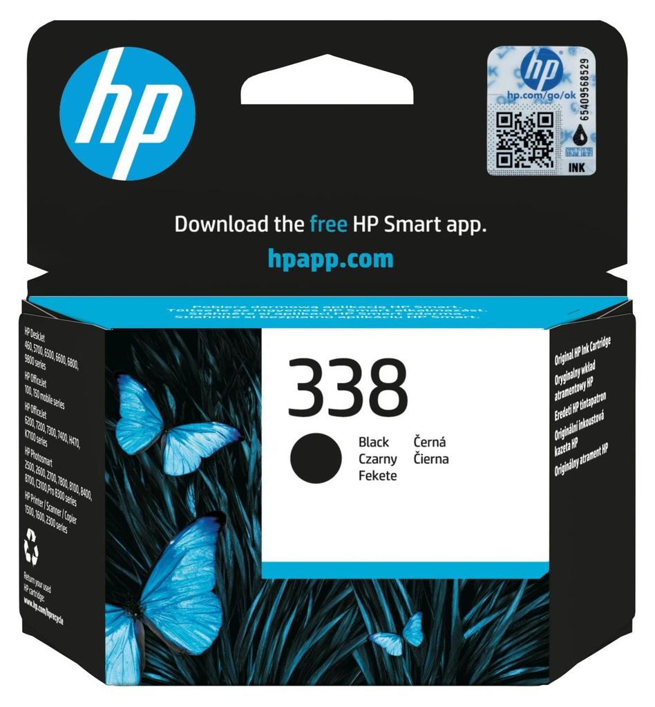 HP 338 - 11 ml - Schwarz - Original - Tintenpatrone - für Officejet 100, 150, H470, K7103, Photosmart 26XX, C3110, C3125, C3173, C3175, C3193, C31...