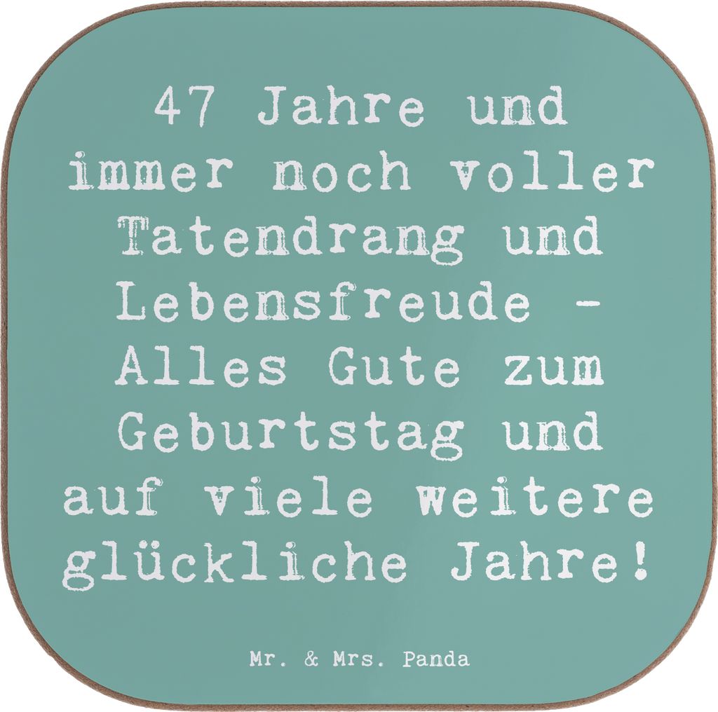 Mr. & Mrs. Panda Untersetzer für Gläser Spruch 47. Geburtstag - Meeresbrise - Geschenk, Glückliche Jahre, Happy Birthday, Tasse, Glückwünsche,...