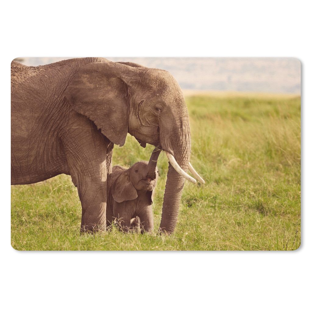 MuchoWow Mauspad Mousepad Elefant - Gras - Jung - Rüssel 27x18 cm - Mousepads - Maus Mat - Pad - Mausunterlage - Büroartikel - Desk Matten