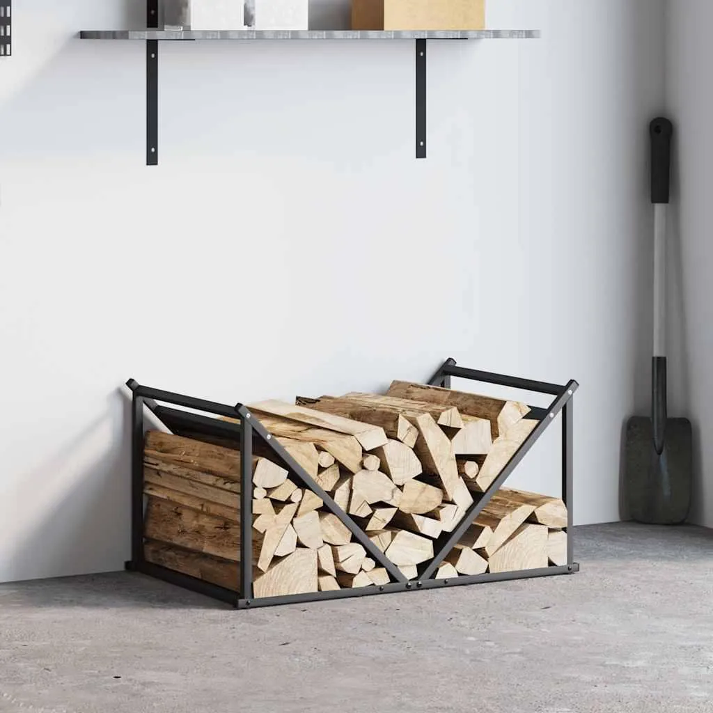 Range-bûches vertical intérieur noir 70 cm en acier robuste vidaXL - 3