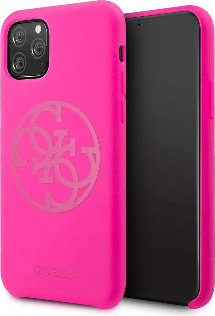 Guess Custodia iPhone 11 Pro Silicone Fucsia 4G Business Style