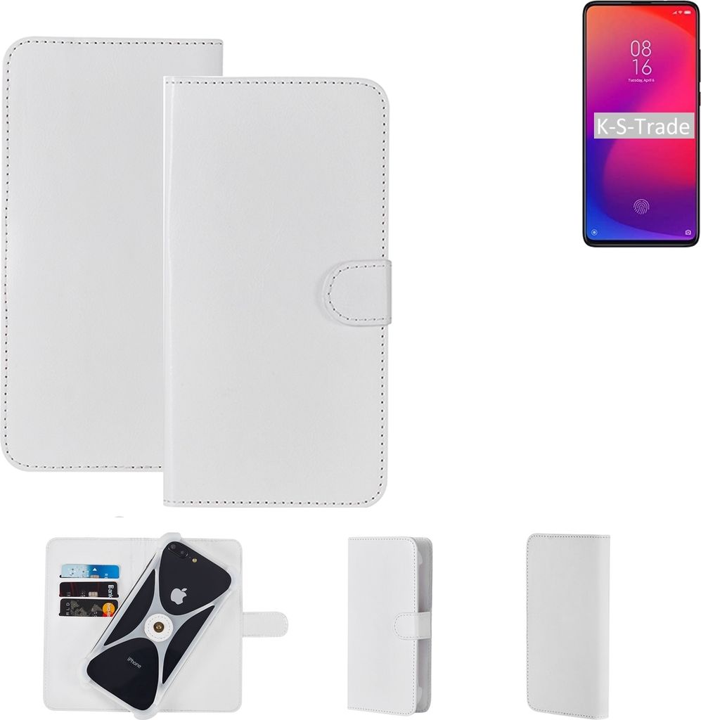 K-S-Trade Handy Hülle Schutz Hülle kompatibel mit Xiaomi Redmi K20 Cover Case Bookstyle Bumper weiß 1x