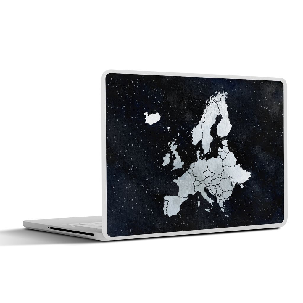 MuchoWow Laptop Aufkleber Sticker Cover Karte Europa - Sternenhimmel - Aquarell 30x22 cm - Laptop-Sticker