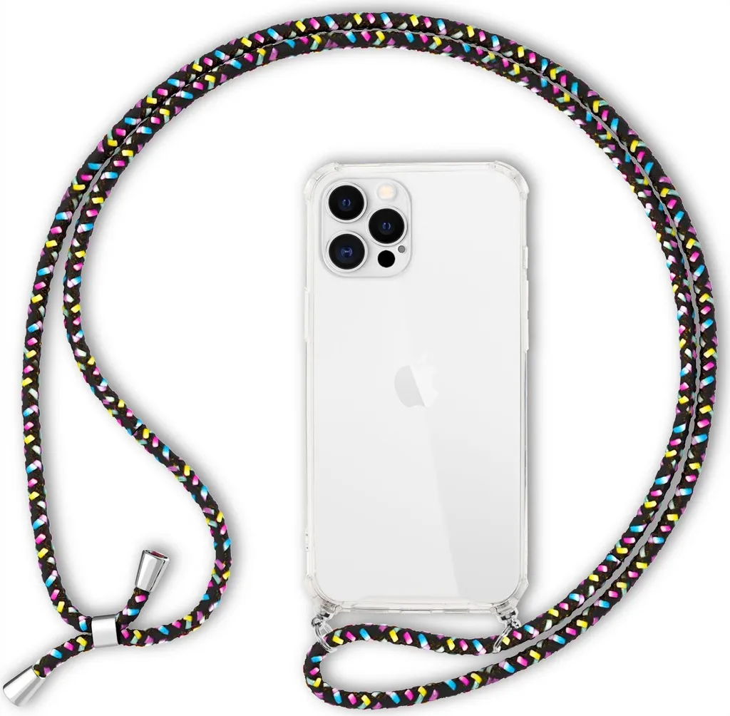 Cover iPhone 12 Pro Max NALIA con Laccio Tracolla Nero e Multicolore