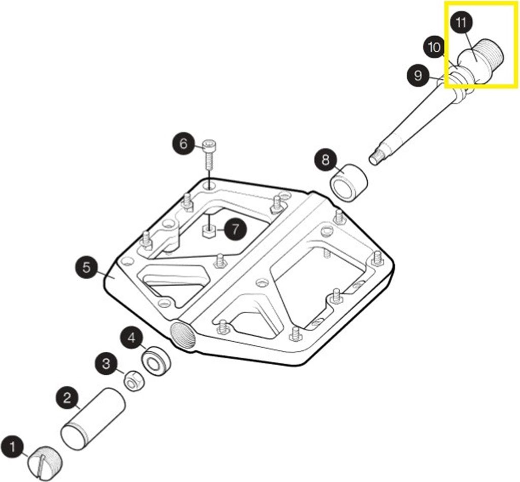Crankbrothers Pedal Spindle Achse, links