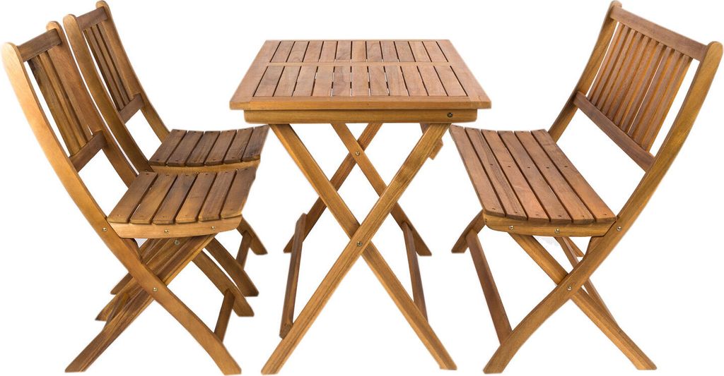 Balkonmöbel Set 4tlg mit Bank Akazie Klapptisch 80 x 60 cm SKARA/BLOOM