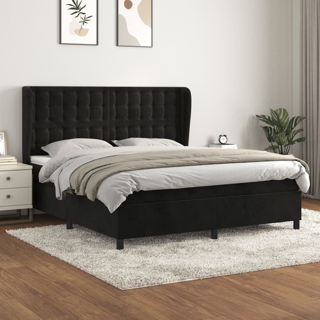Maison Exclusive - Boxspringbett mit Matratze Schwarz 160x200 cm Samt