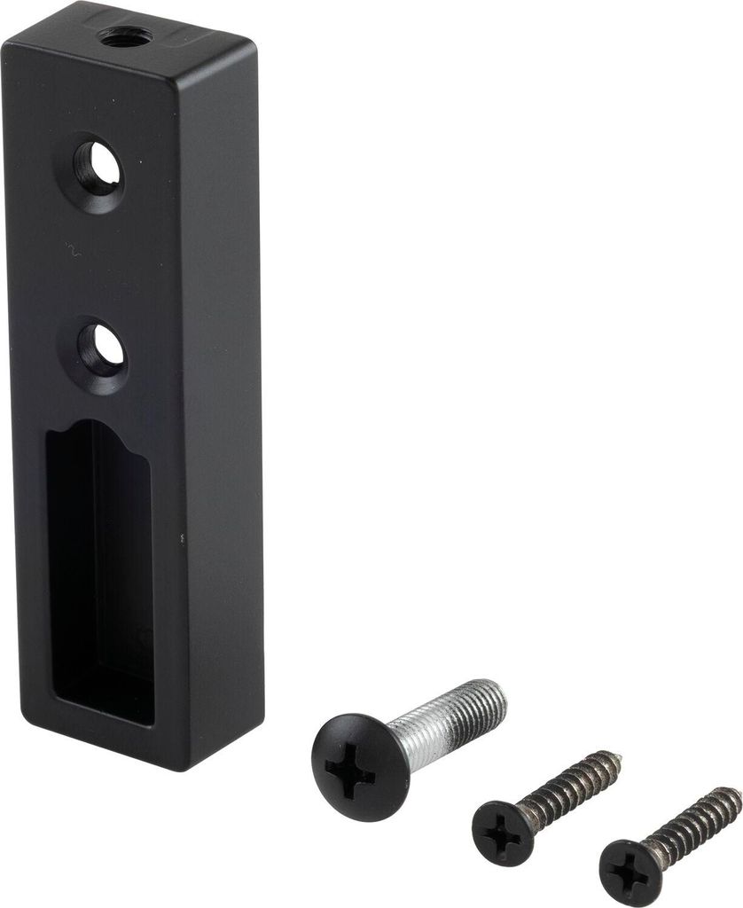 Schrankrohrlager Endstück Ninos, Zamak schwarz matt lackiert - für Schrankrohr, inkl. Schrauben, Höhe 78mm, Breite 23mm, Tiefe 14mm