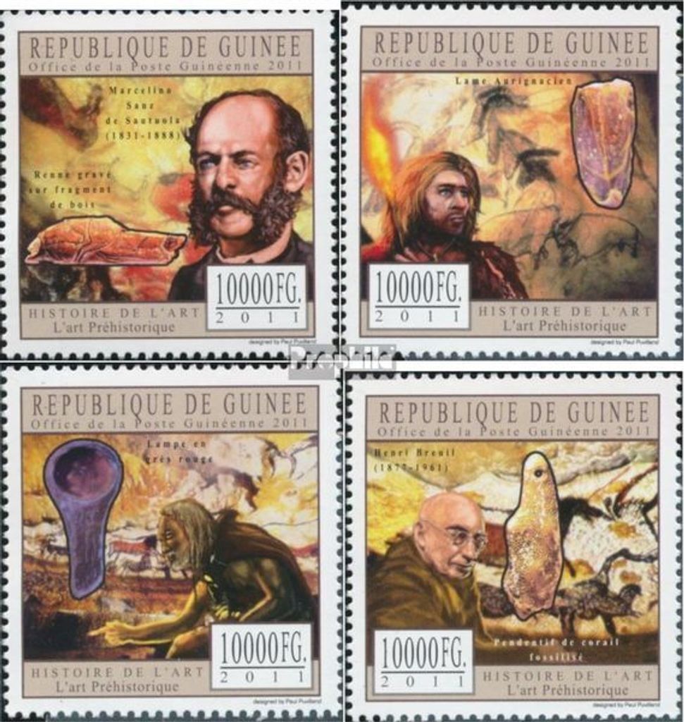 Briefmarken Guinea 2011 Mi 8758-8761 (kompl. Ausgabe) postfrisch Prähistorische Kunst