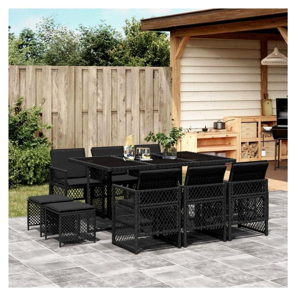 Gartenmöbel Set Rattan für 10 Personen mit Tisch und Stühlen