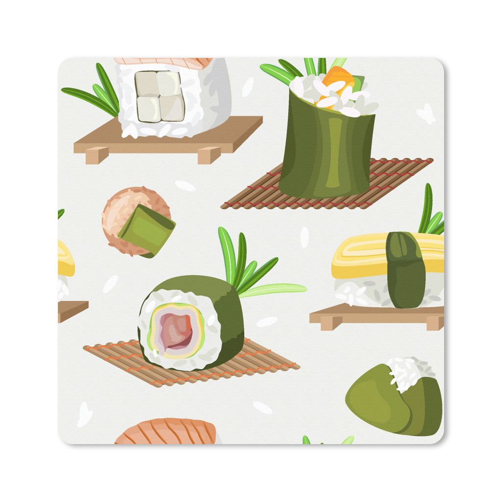 MuchoWow Mauspad Mousepad Sushi - Muster - Lebensmittel 30x30 cm - Mousepads - Maus Mat - Pad - Mausunterlage - Gaming