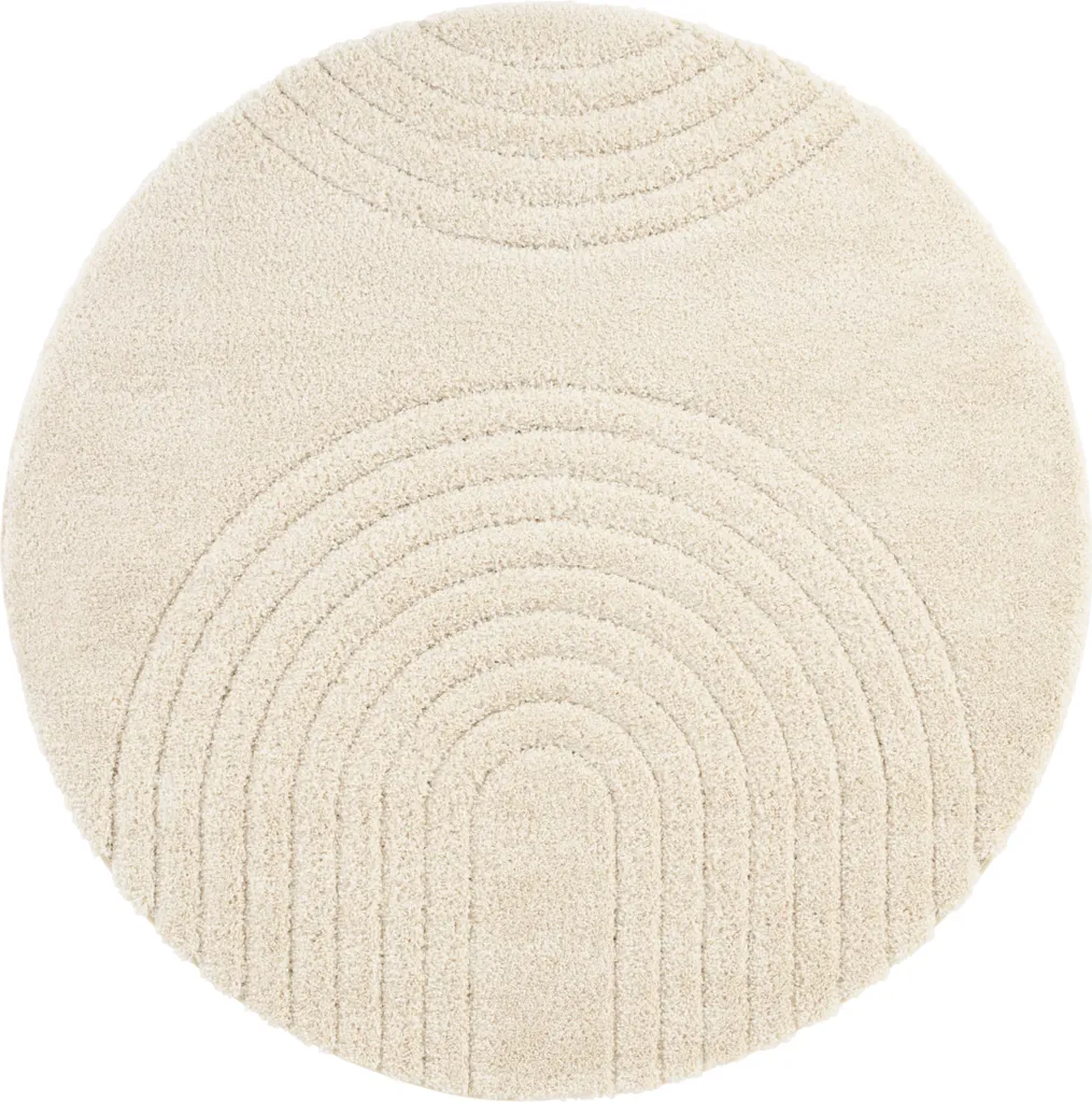 Tapis Rond 160x160 cm Norwalk Crème Idéal pour Déco Salon Moderne